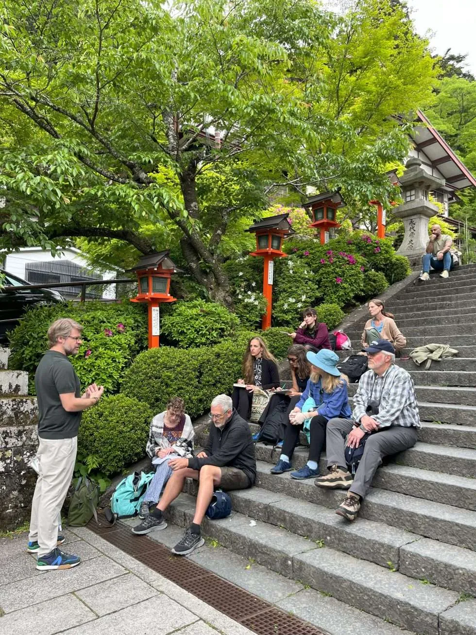 Bruce Taylor teaching at the base of Mt. Kurama