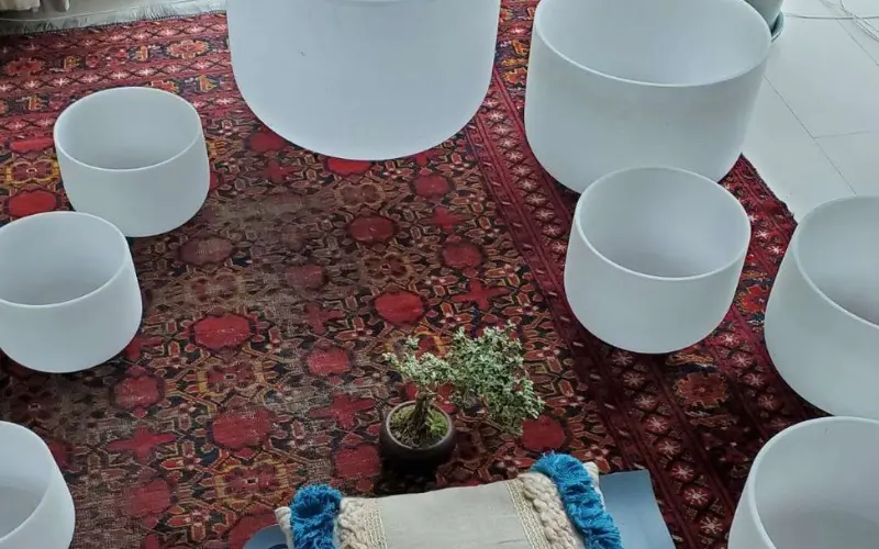 Singing bowls and sound healing instruments