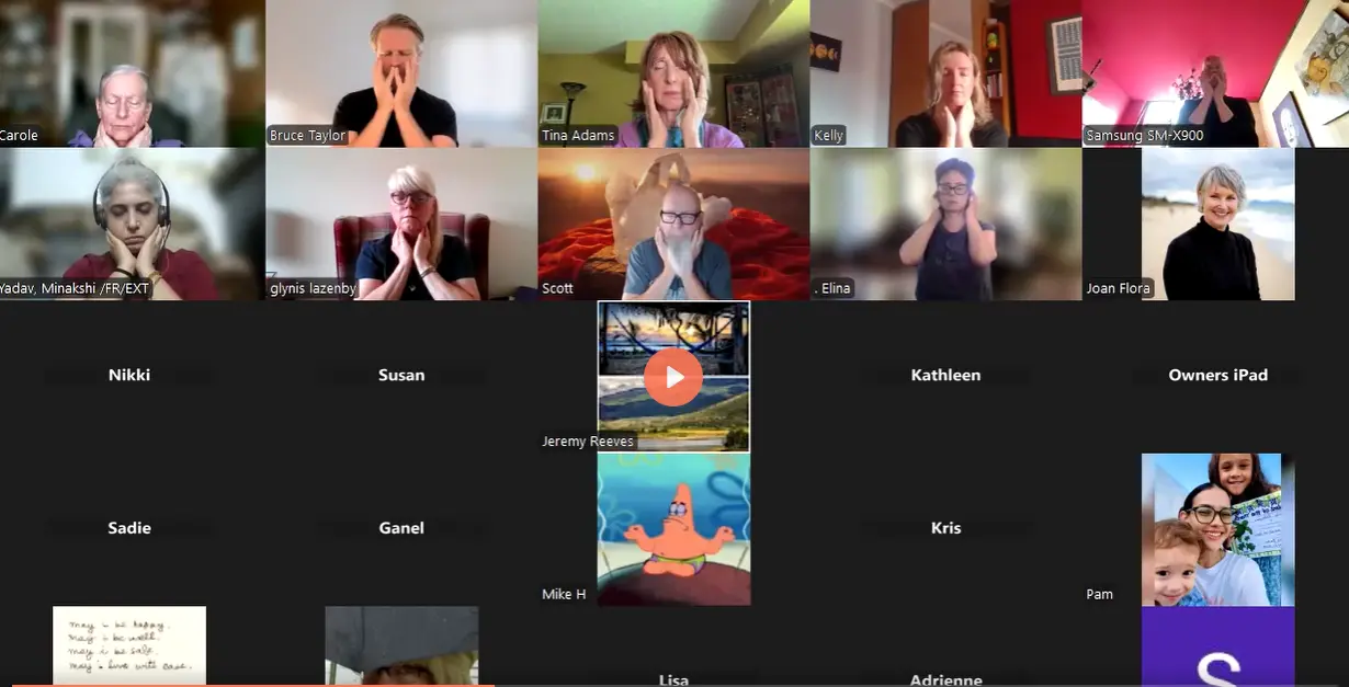 Members of the Reiki circle practising together, with the precepts in view